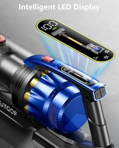 Cordless vacuum with intelligent LED display.