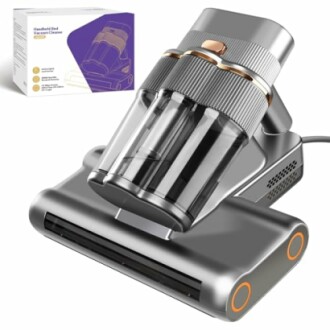 Handheld dust vacuum cleaner with packaging box.