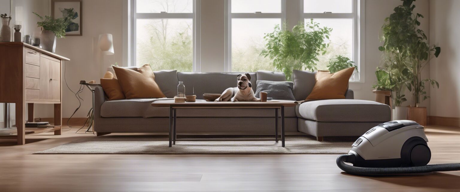 Clean living room with pet accessories
