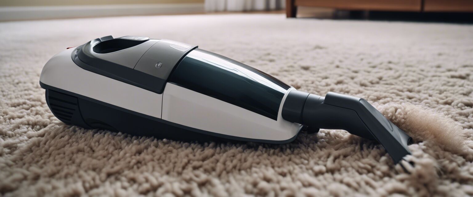 Vacuum cleaner on a carpet with pet hair