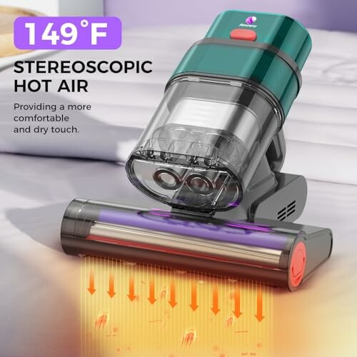 Portable vacuum with 149°F stereoscopic hot air feature.