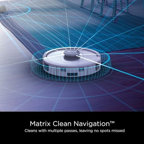Robot vacuum using Matrix Clean Navigation technology on floor.