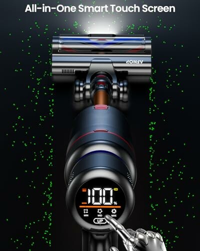 Smart vacuum cleaner with all-in-one touch screen display.