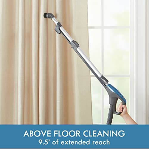 Vacuum cleaner with extended reach cleaning curtains.