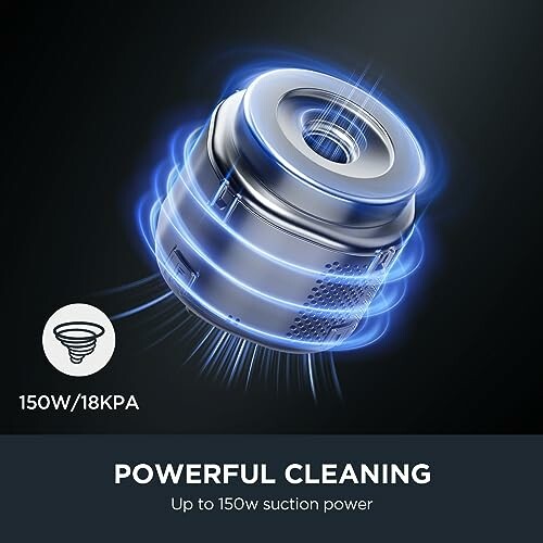 Vacuum cleaner component with 150W suction power.