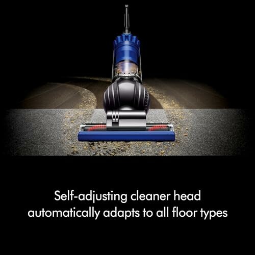 Vacuum cleaner with self-adjusting head on different floor types.